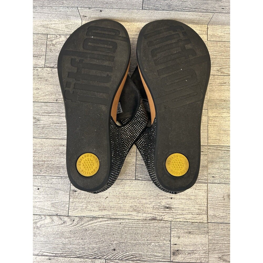 FITFLOP  BANDA GLITZ BLACK TOE THONGS SANDALS Size 9 EUC Summer Beach Resort - Picture 7 of 7